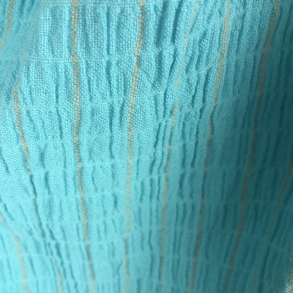 Mara Hoffman Swim Annika Searsucker Halter Tie Cutout Blue Smocked S Dress - Picture 9 of 16